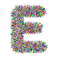 3d multicolor Bricks creative cute decorative letter E