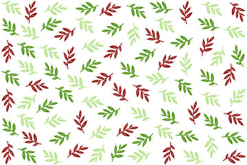 Pattern with flowers.  Illustration of a plant with red and green leaves.
