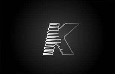 K white line alphabet letter logo icon. Simple line design for business and company