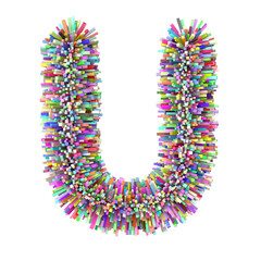 3d multicolor Bricks creative cute decorative letter U