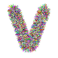 3d multicolor Bricks creative cute decorative letter V