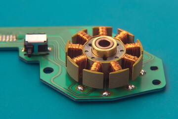rotor of a small electric motor closeup. electrical engineering industry