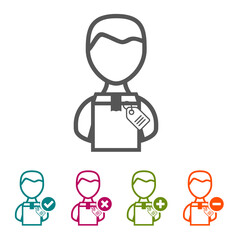 People with Package icons in thin line Style and flat Design.