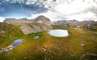 Aerial shot of beautiful Mountain Lake