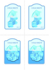 2 Cold Brew Label Design, Plar Bear on melting iceberg, ready to print for A4 size 