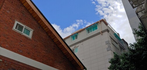 The formation of buildings & blue sky