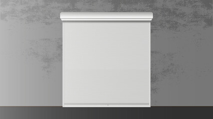 Roller shutter for window 3d. Closed roller shutter for a window. Realistic vector.