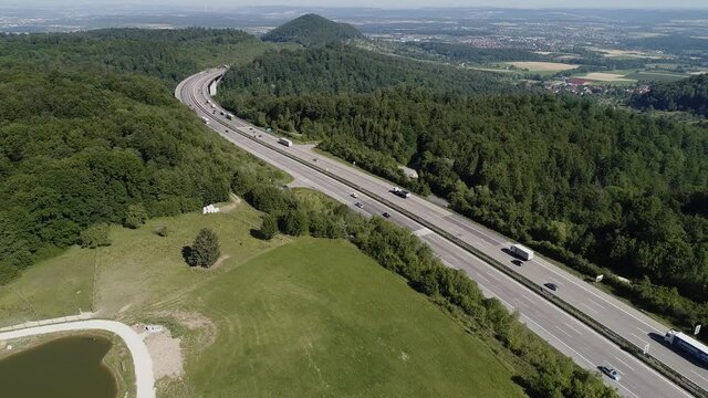Drone flight - Freeway A8 in Germany near Kaltenwang
