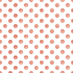 Seamless pattern in polka dot style. Isolated golden circles on a white background. Cute vintage print for textiles.