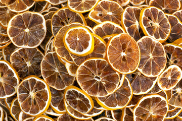 Dried slices of various citrus fruits. vitamin citrus fruits for healthy food