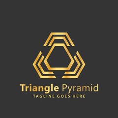 Abstract Gold Triangle Pyramid Logos Design Vector Illustration Template