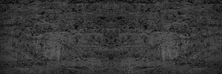 Fototapeta na wymiar Black and white abstract background. Dark stone background. Black banner with concrete wall texture.