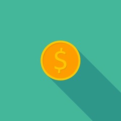 Gold coin icon vector isolated.