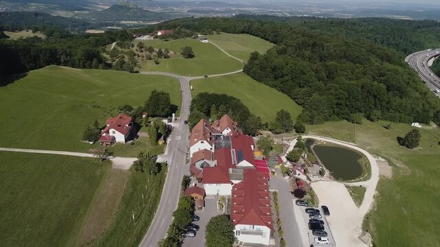 Germany - Drone flight around Deutsches Haus near Weilheim an der Teck