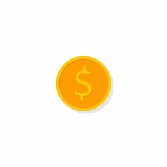 Gold coin Shadow icon vector isolated.