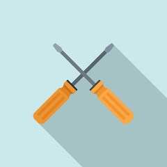 Crossed screwdrivers icon. Flat illustration of crossed screwdrivers vector icon for web design