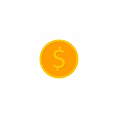 Gold coin White Background icon vector isolated.