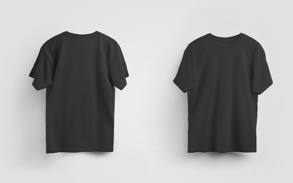 Male black t-shirt mockup, front and back view, blank clothes for design  and pattern presentation. Stock Photo | Adobe Stock