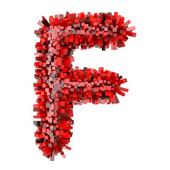 3d Red Bricks cartoon creative decorative letter F