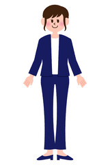 ポーズをとっているスーツ姿の女性