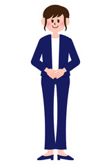 ポーズをとっているスーツ姿の女性