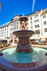 Lipsia fountain in the city centre of Leipzig