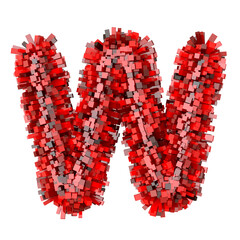 3d Red Bricks cartoon creative decorative letter W