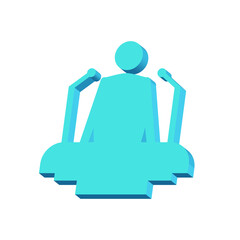 Obraz premium Blue microphone speaker on a white background 3d, vector