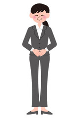 ポーズをとっているスーツ姿の女性