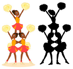 African cheerleaders team with black silhouette vector