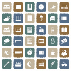 Bedroom Icons. Grunge Color Flat Design. Vector Illustration.
