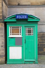 Fototapeta na wymiar English police box in Sheffield