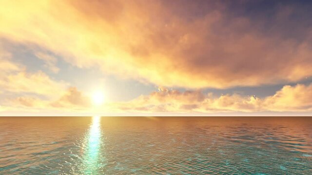 Beautiful tranquil natural vacation seascape with scenic ocean waves in tropical environment, deep clear transparent pure blue water background. A summer travel in paradise, peaceful 3D render