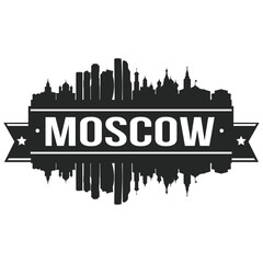Moscow Russia, Skyline Stamp Silhouette City Vector Design Art Landmark.