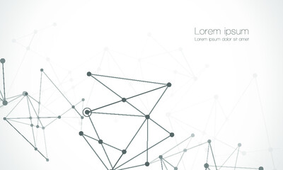 Network nodes, digital connection background with polygonal shapes on white, Vector. science technology, data structure, connected points, web.