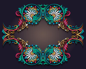 Abstract vector ornamental nature vintage frame.