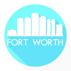 Fototapeta premium Fort Worth Texas Flat Icon Skyline Silhouette Design City Vector Art Famous Buildings.