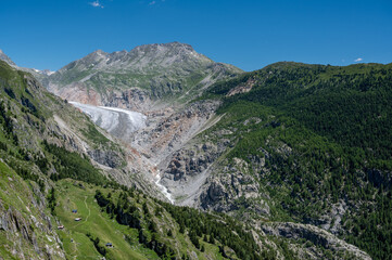 tongue of mighty Aletsch Glacier in Valais