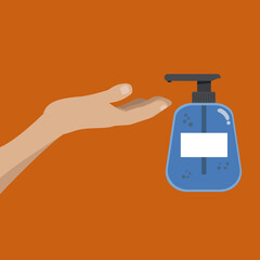 Hand reaches for sanitizer to wash clean yourself