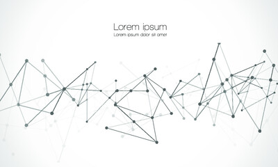 Network nodes, digital connection background with polygonal shapes on white, Vector. science technology, data structure, connected points, web.