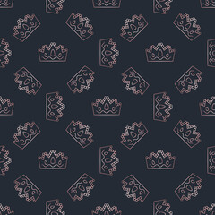 Golden geometric Crown seamless vector pattern