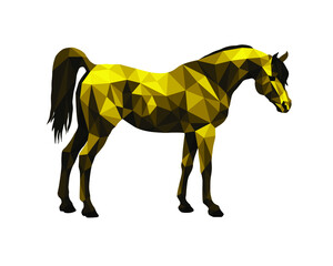 Fototapeta na wymiar horse, isolated gold image on white background in low poly style 