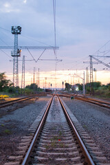 railroads during sunset