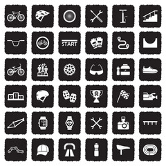 Biking Icons. Grunge Black Flat Design. Vector Illustration.
