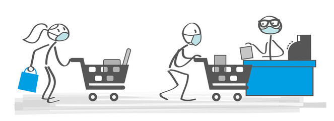 shopping with masks - vector illustration