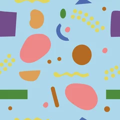 Seamles Abstract Stones Pattern on White Background, Nature Hand Drawn Shapes, Modern Pattern