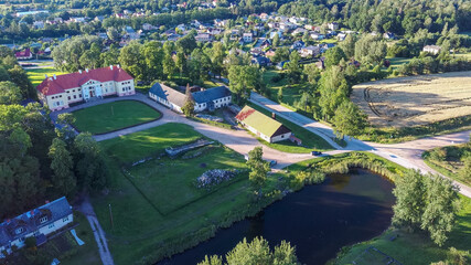 Aerial View of the  Durbe Manor Castle, Tukums, Latvia.old Mansion of Former Russian Empire.