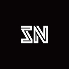 SN monogram logo with abstract line