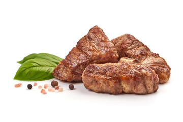 Grilled pork ribs, barbecue dishes, isolated on white background