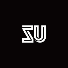 SU monogram logo with abstract line